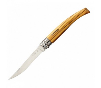 Нож филейный Opinel №10, рукоять оливковое дерево, чехол, футляр (001090)