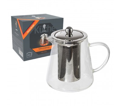 Чайник заварочный AROMA, объем 750 мл (боросиликатное стекло, нерж.сталь) (008247)