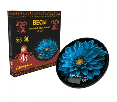 Весы кухонные электронные МАТРЕНА МА-197, 7 кг, голубой цветок (008117)