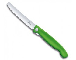 Нож Victorinox для очистки овощей, лезвие 11 см, серрейторная заточка, зеленый (6.7836.F4B)