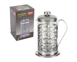 Чайник кофейник (кофе-пресс), OLIMPIA, T046-800ML, из жаропрочного стекла, 800 мл, в корп из нерж ст (950092)