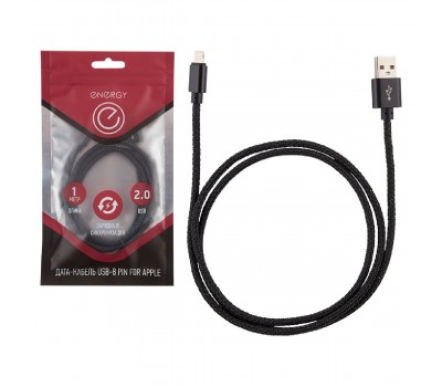 Кабель Energy ET-02 USB Lightning, цвет-черный (006280)