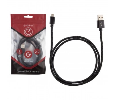 Кабель Energy ET-02 USB MicroUSB, цвет-черный (006279)