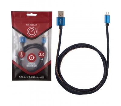 Кабель Energy ET-04 USB MicroUSB, цвет-синий деним (006285)