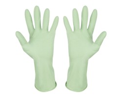 Перчатки латексные с хлопковым напылением, зеленые, размер M (101279)