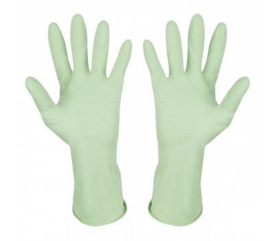 Перчатки латексные с хлопковым напылением, зеленые, размер L (101280)