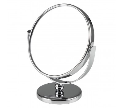 Зеркало косметическое M-3135, двухстороннее на ножке (диам.12.5см, хром. металл, стекло)
