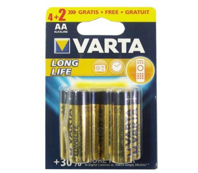 Батарейка Varta Longlife (AA) LR06-BL6 1.5V (4+2 шт. в уп.)