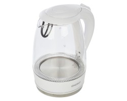 Energy E-262 чайник электрический дисковый, 1.7л, 1850-2200Вт, стеклянный, белый (164104)