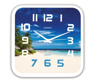 Часы настенные кварцевые Energy EC-99 квадратные (24.5x3.9 см) пляж (009472)