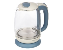Energy E-281 чайник электрический дисковый, 1.7л, 2200Вт, стеклянный, бело-голубой