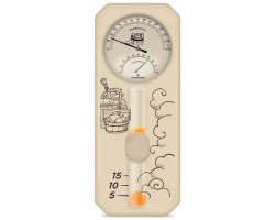 Термометр для сауны Стеклоприбор Банная Станция-3 (дерево, термометр+гигрометр+песочные часы)