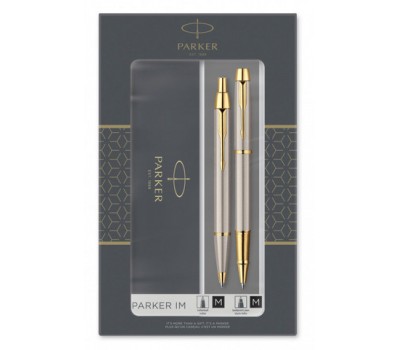 Набор подарочный Parker IM Core-Brushed Metal GT, ручка роллер+ручка шариковая (2093217)