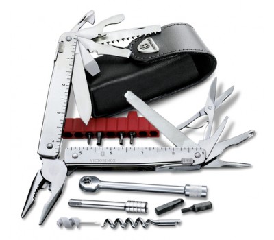 Мультитул Victorinox SwissTool X Plus Ratchet, 115 мм, 40 функций, кожаный чехолx (3.0339.L)