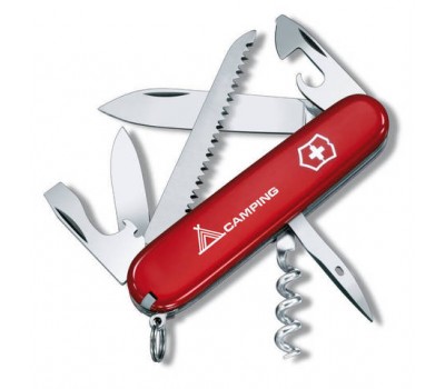 Нож Victorinox Camper, 91 мм, 13 функций, красный с логотипом camping (1.3613.71)