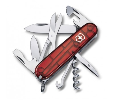 Нож Victorinox Climber, 91 мм, 14 функций, полупрозрачный красный (1.3703.T)