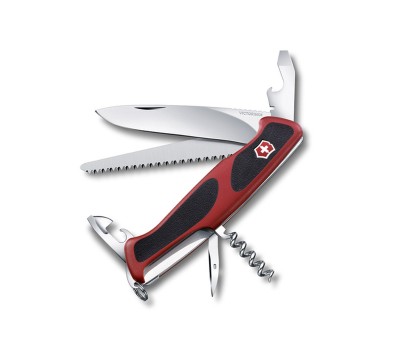 Нож Victorinox RangerGrip 55, 130 мм, 12 функций, красный с чернымx (0.9563.C)