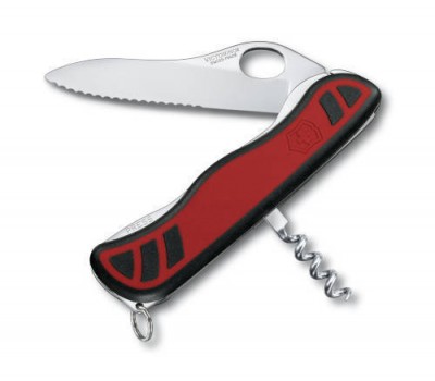 Нож Victorinox Sentinel One Hand, 111 мм, 3 функции, с фиксатором лезвия, красный с черным (0.8321.MWC)