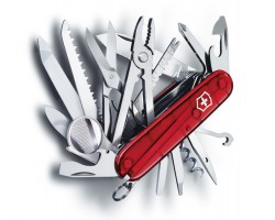 Нож Victorinox SwissChamp, 91 мм, 33 функции, полупрозрачный красный (1.6795.T)