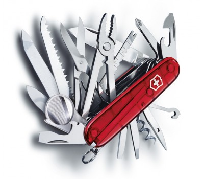 Нож Victorinox SwissChamp, 91 мм, 33 функции, полупрозрачный красный (1.6795.T)