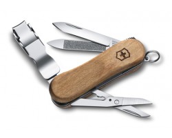 Нож-брелок Victorinox Classic Nail Clip Wood 580, 65 мм, 6 функций, дерево (0.6461.63)