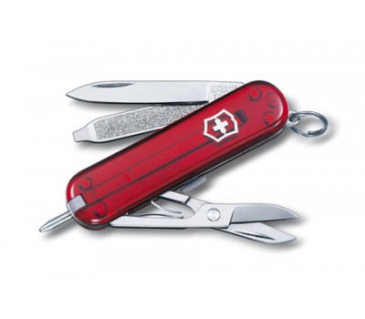 Нож-брелок Victorinox Classic Signature, 58 мм, 7 функций, полупрозрачный красный (0.6225.T)