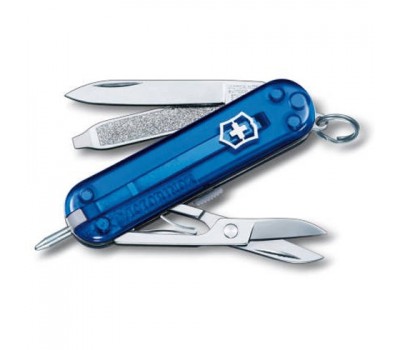 Нож-брелок Victorinox Classic Signature, 58 мм, 7 функций, полупрозрачный синий (0.6225.T2)