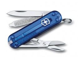 Нож-брелок Victorinox Classic, 58 мм, 7 функций, полупрозрачный синий (0.6223.T2)