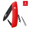 Швейцарский нож SWIZA D01 AllBlack, 95 мм, 6 функций, красный (подар. упак.) (KNI.0013.1000)