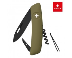 Швейцарский нож SWIZA D01 AllBlack, 95 мм, 6 функций, темно-зеленый (подар. упак.) (KNI.0013.1050)