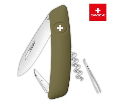 Швейцарский нож SWIZA D01 Standard, 95 мм, 6 функций, темно-зеленый (KNI.0010.1050)