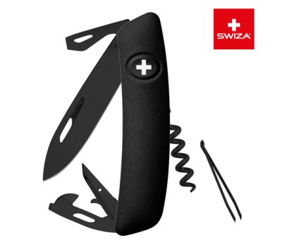 Швейцарский нож SWIZA D03 AllBlack, 95 мм, 11 функций, черный (подар. упак.) (KNI.0033.1010)