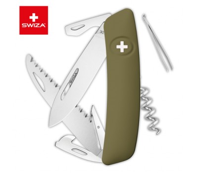Швейцарский нож SWIZA D05 Standard, 95 мм, 12 функций, темно-зеленый (KNI.0050.1050)