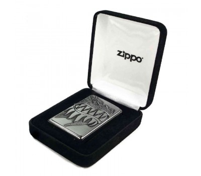 Зажигалка Zippo 200 Fire Breathing Dragon, латунь сталь серебристая с покрытием Brushed Chrome (28969)