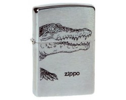 Зажигалка Zippo Alligatorx с покрытием Brushed Chrome, латунь сталь, серебристая, матовая, 36х12х56 (200 Alligator)