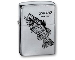 Зажигалка Zippo Black Bass с покрытием Brushed Chrome, латунь сталь, серебристая, матовая, 36х12х56 (200 Black Bass)