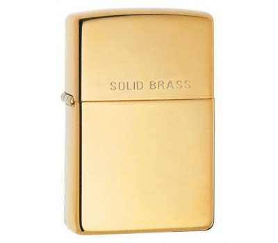 Зажигалка Zippo с покрытием High Polish Brass, латунь сталь, золотистая, глянцевая, 36x12x56 мм (254)