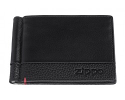 Зажим для денег Zippo с защитой от сканирования RFID, цвет черный, натуральная кожа, 11x1x8,2 см (2006025)