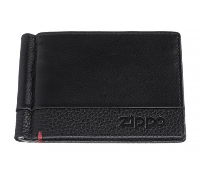 Зажим для денег Zippo с защитой от сканирования RFID, цвет черный, натуральная кожа, 11x1x8,2 см (2006025)