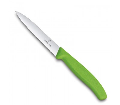 Нож Victorinox для очистки овощей, лезвие 10 см волнистое, зеленый (6.7736.L4)
