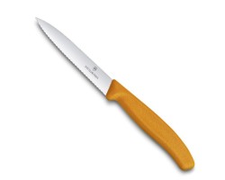 Нож Victorinox для очистки овощей, лезвие 10 см волнистое, оранжевый (6.7736.L9)