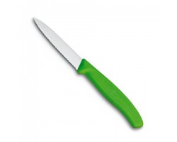 Нож Victorinox для очистки овощей, лезвие 8 см волнистое, зеленый (6.7636.L114)
