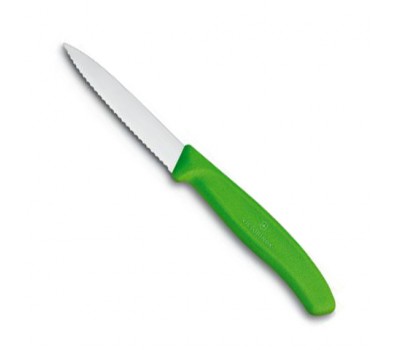 Нож Victorinox для очистки овощей, лезвие 8 см волнистое, зеленый (6.7636.L114)