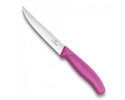 Нож Victorinox для стейков и пиццы, 12 см волнистое, розовый (6.7936.12L5)
