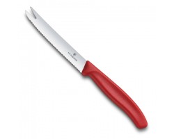 Нож Victorinox для сыра и колбасок, лезвие 11 см волнистое, красный (6.7861)