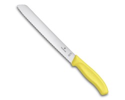 Нож Victorinox для хлеба, лезвие 21 см волнистое, желтый, в блистере (6.8636.21L8B)