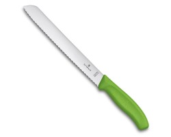 Нож Victorinox для хлеба, лезвие 21 см волнистое, зеленый, в блистере (6.8636.21L4B)