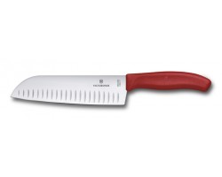 Нож Victorinox сантоку, лезвие 17 см рифленое, красный (подарочная упаковка) (6.8521.17G)