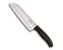 Нож Victorinox сантоку, лезвие 17 см рифленое, черный, в картонном блистереx (6.8523.17B)