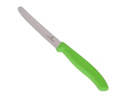 Нож Victorinox для томатов и сосисок, лезвие 11 см волнистое, зеленый (6.7836.L114)